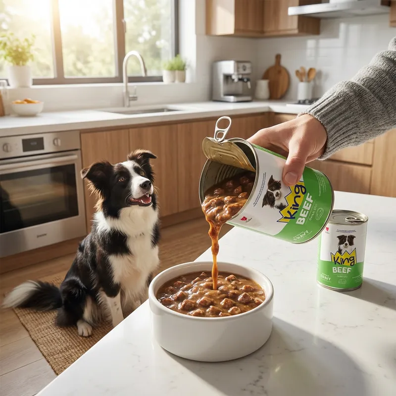 King Sos İçerisinde Et Parçacıklı Dana Etli Köpek Konservesi 400 gr x 12 Adet