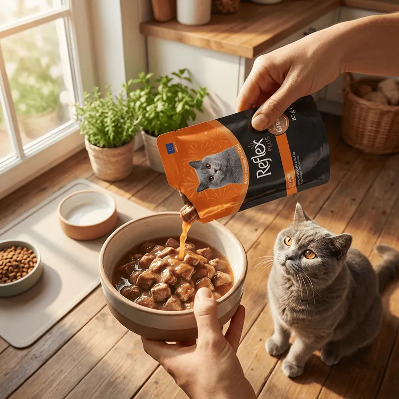 Reflex Plus Sos İçinde Et Parçacıklı Kuzu Etli Yetişkin Kedi Maması 85g x 22 Adet