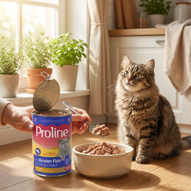 Proline Okyanus Balıklı Pate İçinde Et Parçacıklı Konserve Kedi Maması 395GR x 12 Adet