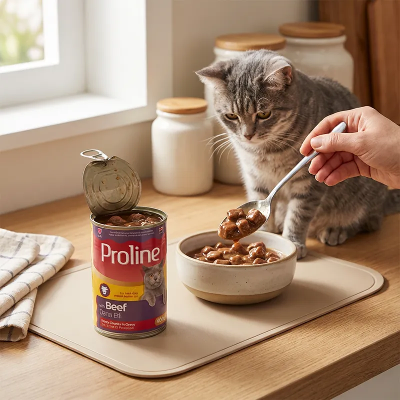 Proline Dana Etli Sos İçinde Et Parçacıklı Konserve Yetişkin Kedi Maması 400GR x 12
