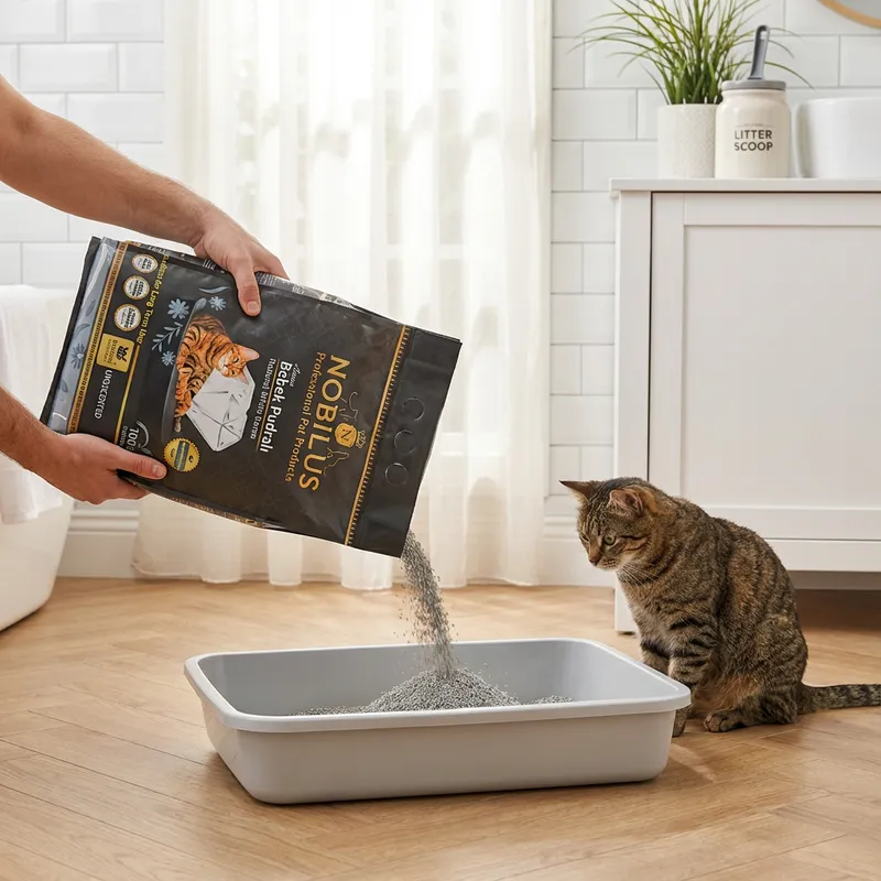 NOBİLUS Bebek Pudralı Bentonit Kedi Kumu 10 Lt