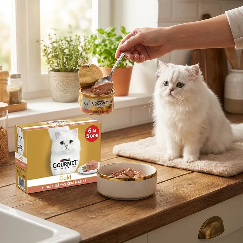 Gourmet Gold Hindi Etli Yaş Kedi Maması 85 gr 6 Al 5 Öde
